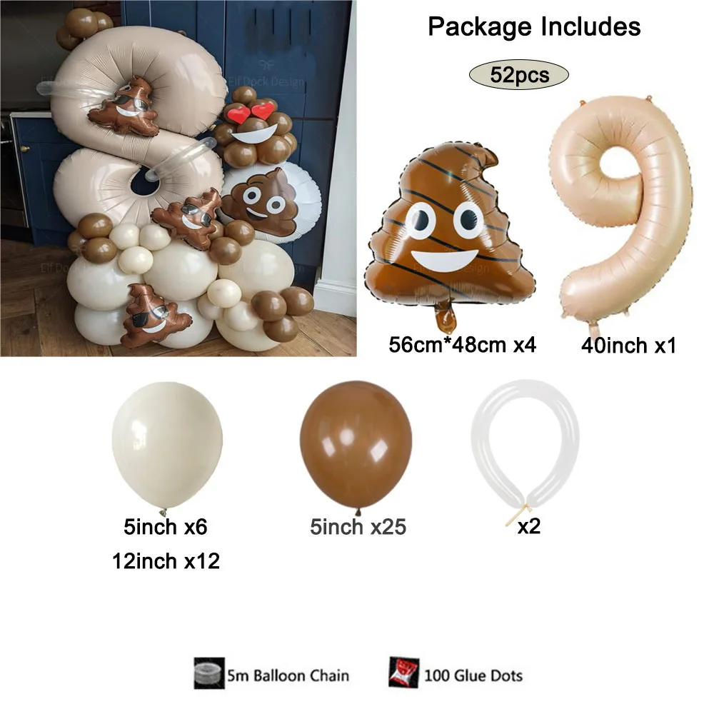 1Set Lustige Poop Thema Folie Ballons Streich Witz Party Decora kinder Spielzeug Geburtstag Party Dekoration Poop Ballon Streich geschenke – Detail 9