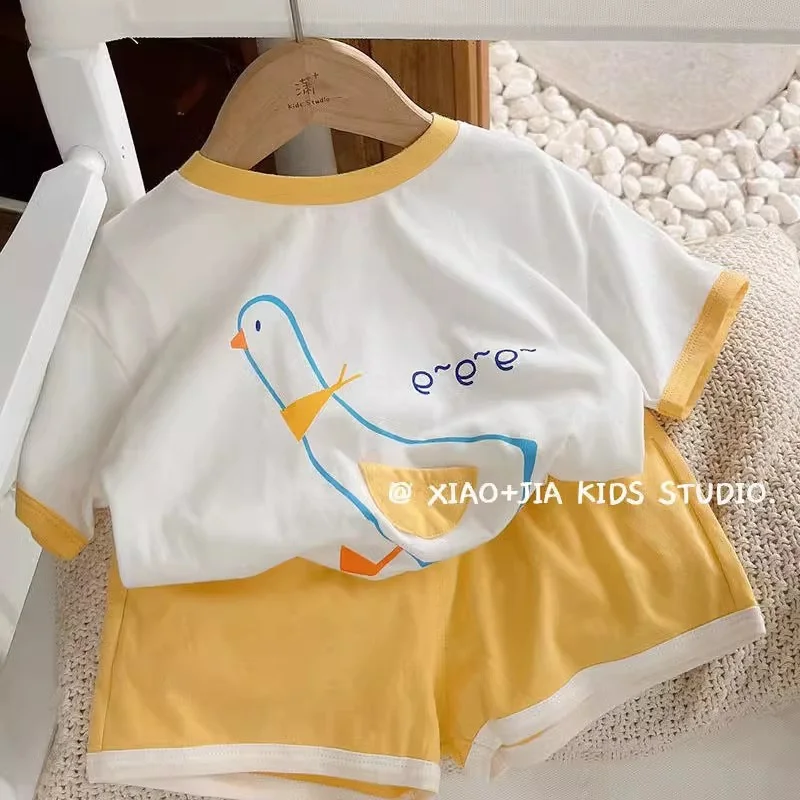 

Children's Cute And Cartoon Printed Cotton Short Sleeved Children's Set Boys And Girls' Summer Casual Two-piece Sets