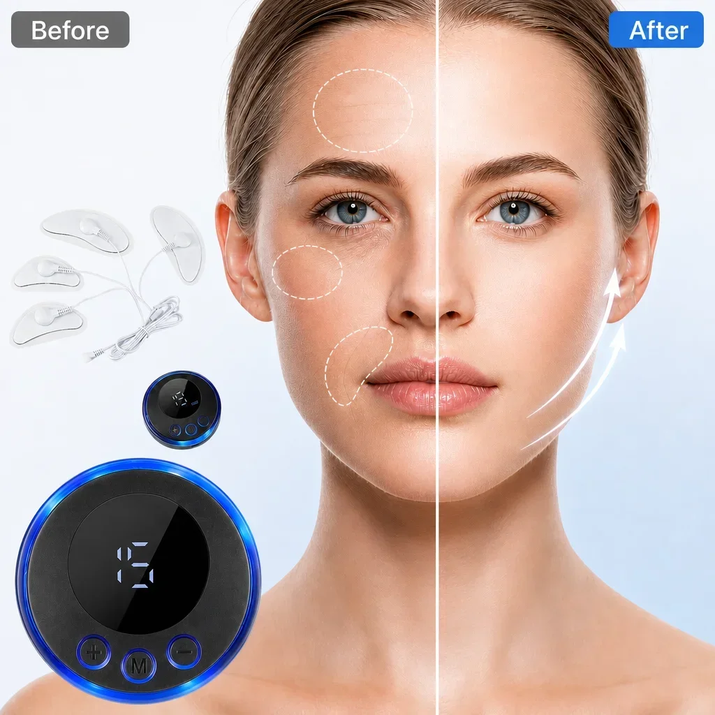 Advanced EMS Facial Massager with Microcurrent Technology & Gel Pads