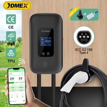 JDMEX EV Charger Station 16/32A Electric Vehicle Car Charger EVSE Wallbox Wallmount 7.6/11/22KW Type2 Cable IEC62196 APP Control 1
