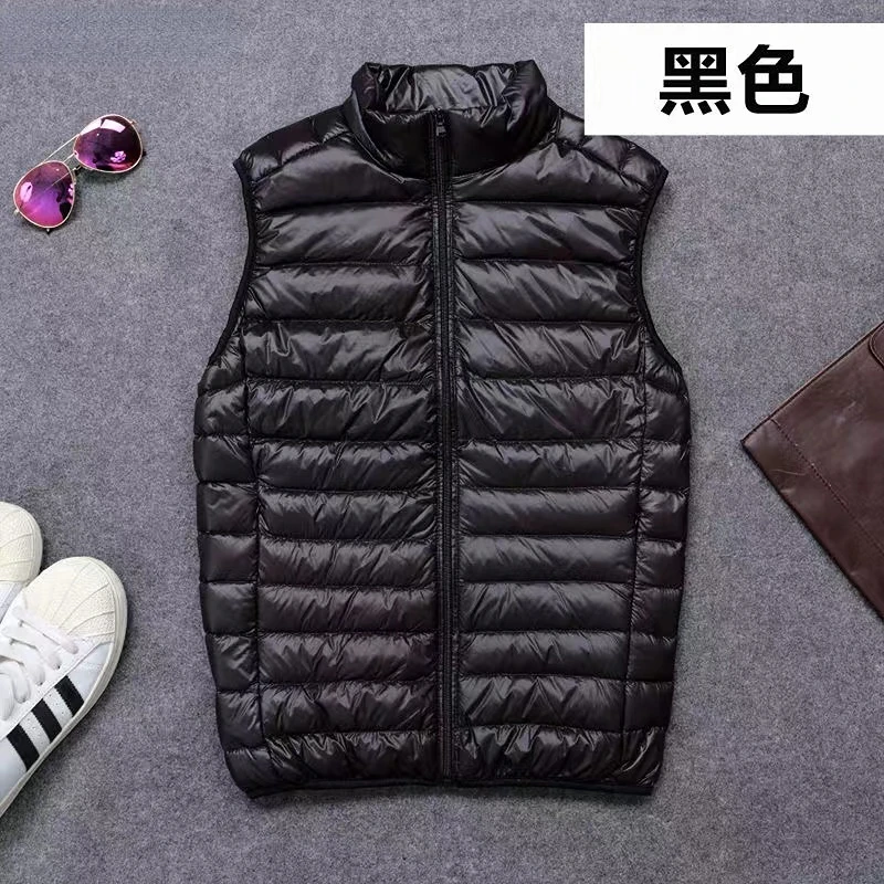 Men's Down Vest Winter, Loose Duck Down Light Feather Fashion Coat Coat Warm Men's Loose Plus Simple Solid Color Jacket Vest images - 6