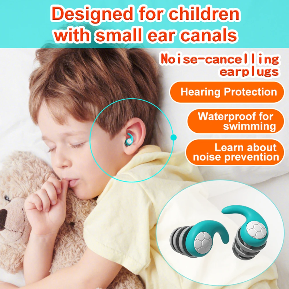 Silicone Ear Protector 3 Layers Sleep Earplugs Anti-noise Plugs Noise Reduction Plugs for 5-12 Year Old Children Swimming Plugs 1