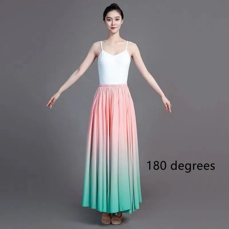 360-720 Degree Flamenco Dance Performer Gradient Skirts for Women Stage Performance Classical Dance Practicing Skirt