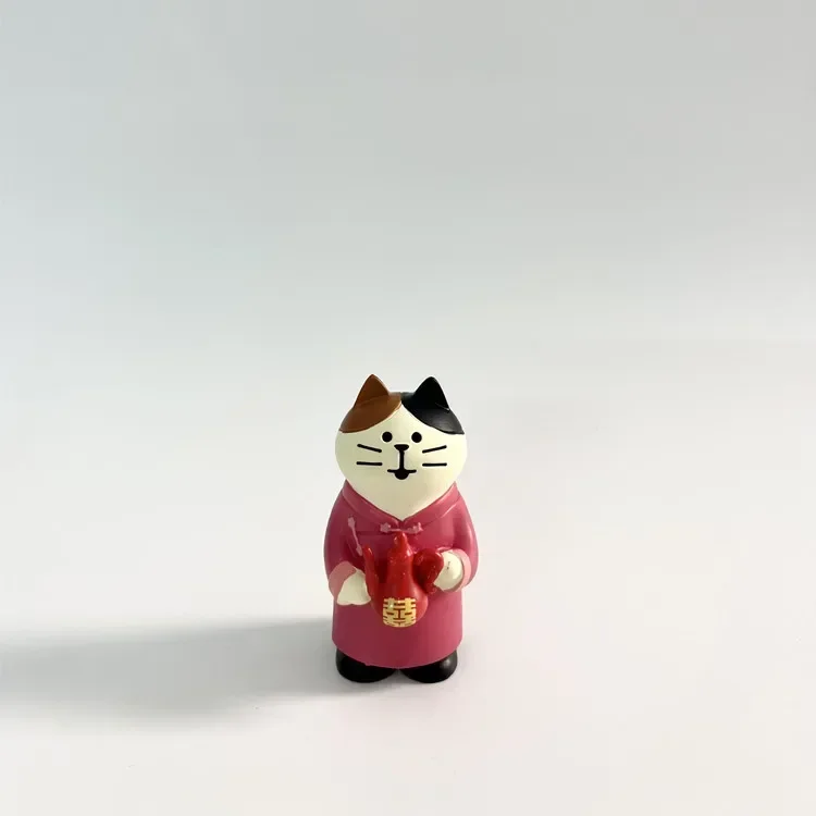 Bonita figura de gato estilo chino para boda, modelo de novia de resina, miniaturas, adornos para tartas, decoración, manualidades, accesorios de escritorio