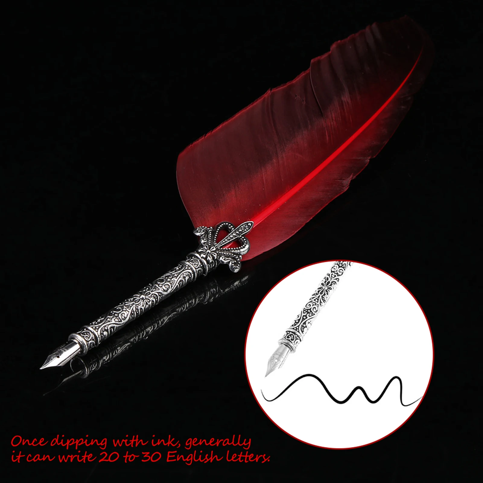 Retro Feather Pen Writing Ink Set Stationery Exquisite Feather Dip Pen Stamp Set Art Supplies Crafts Gifts For Student DIY