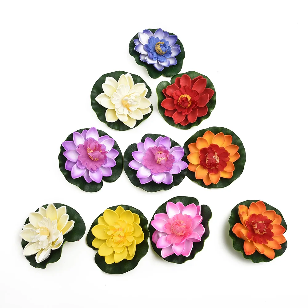 

10Pcs 10cm Floating Artificial Lotus Fake Plant DIY Water Lily Simulation Lotus High Quality Colorproof Pond Garden Decor