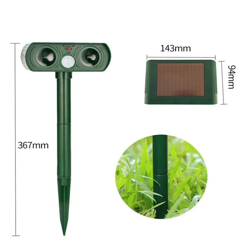 Outdoor Ultrasonic Cat Dog Repellent - Solar Rechargeable Alarm Garden Repeller QCQ01_voghion.com