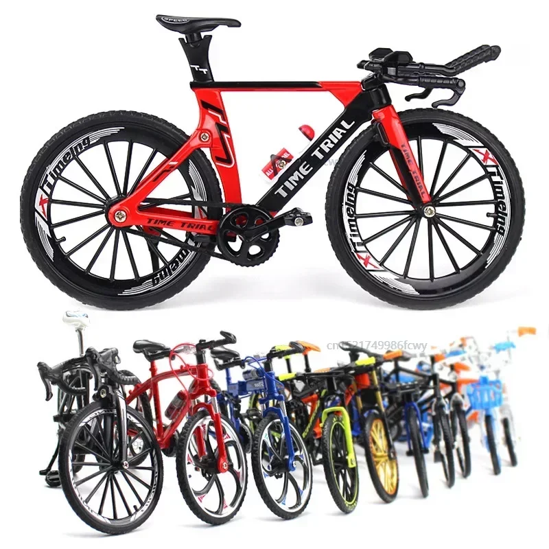 

Mini 1:10 Alloy Bicycle Model Diecast Metal Finger Mountain Bike Racing Toy Bend Road Simulation Collection Toys for Children
