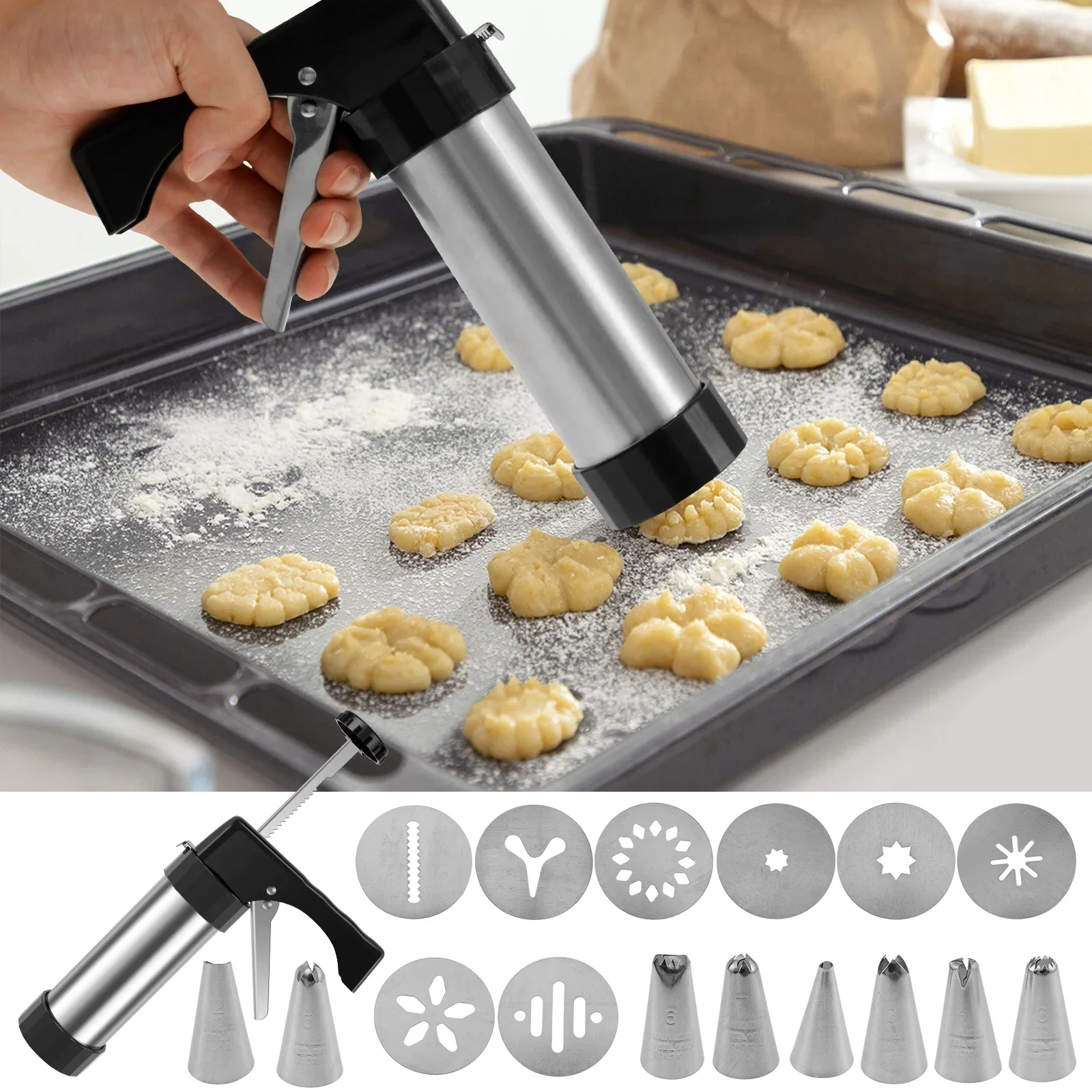 DIY Churro Maker Machine Stainless Steel Churro Gun Kit Multifunctional Churro Filler Making Tool Cookie Maker Kitchen Gadgets