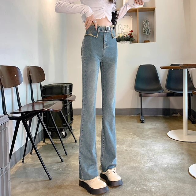 Women's Spring New High Waist Wide Leg Straight Pants Hot Girl