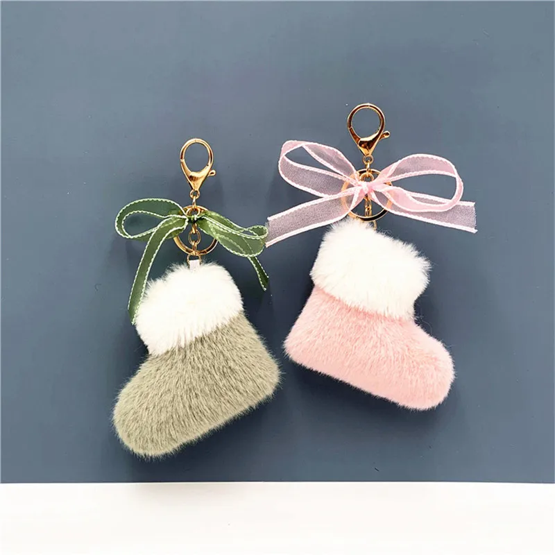 Nuovo Pompon Sleeping Baby Portachiavi Cute Fluffy Shoe Portachiavi Donna Girl Bag Portachiavi Auto Portachiavi Gioielli Regalo Porte