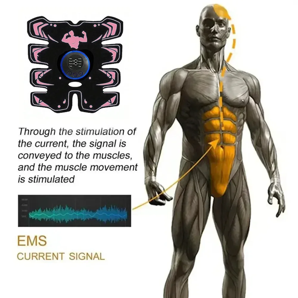 New Wireless Smart Ems Abdominal Muscle Trainer Arm Waist Abdomen 3-in-1 Fitness Device USB Rechargeable Electric Body Shaper