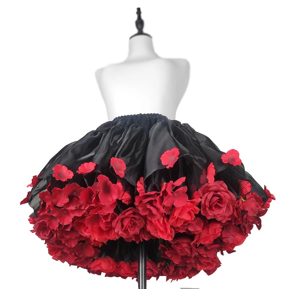 Handgemaakte Kleurrijke Bloemen Petticoat Lolita Rok Ondersteuning Oogst Kawaii Korte Jurk Halloween Accessoires Leuke Meisje Korea Japan