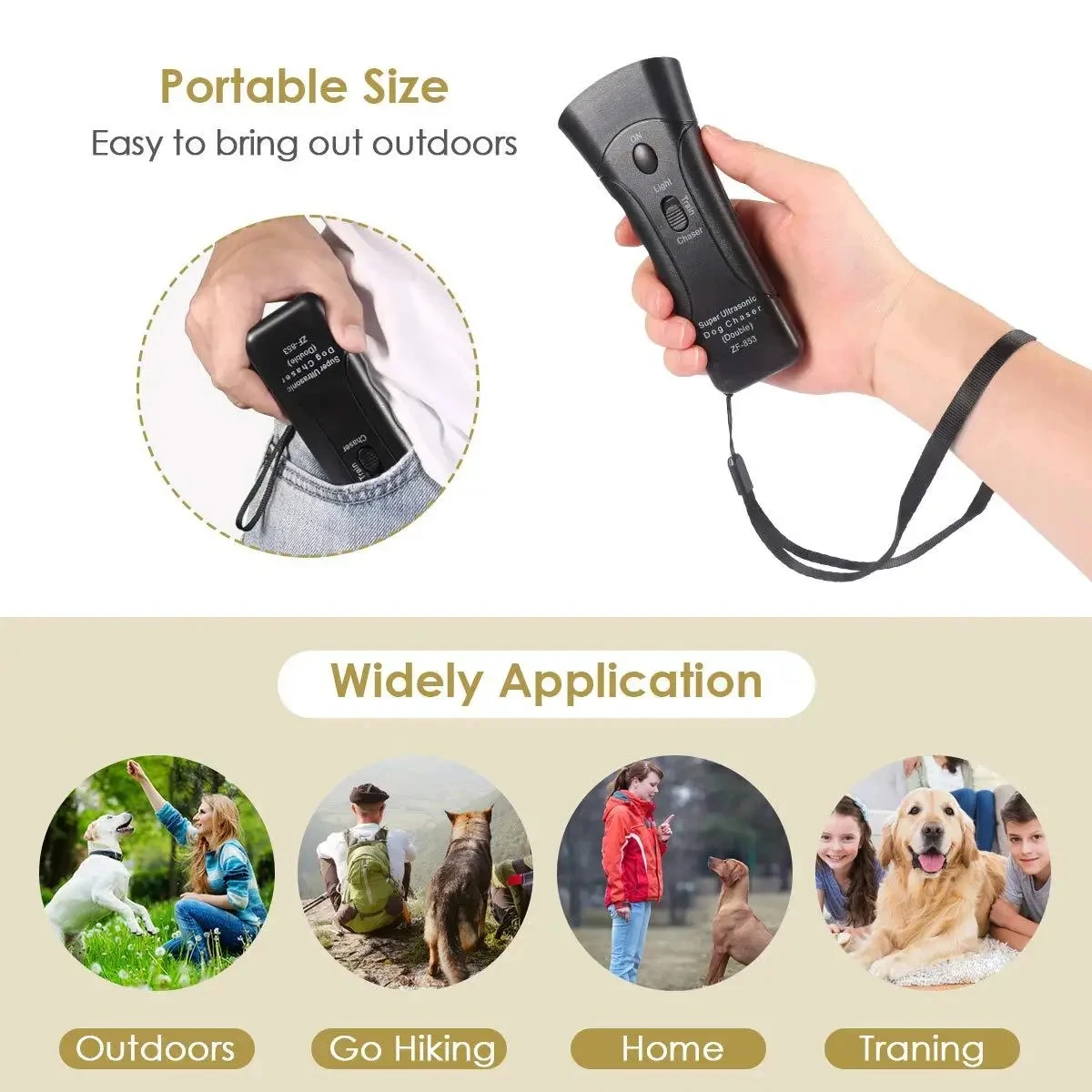 Ultrasonic Dog Repeller Anti Barking Device LED Black ABS