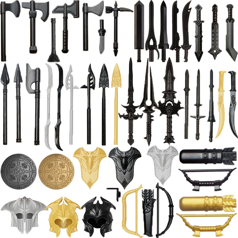 Ensemble Chevalier Médiéval 23 Pièces – Armures Et Armes – Compatible Blocs De Construction – Dès 16 Ans
