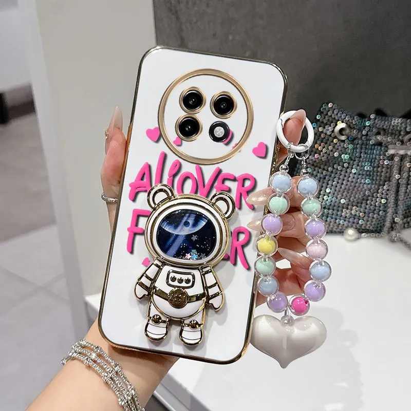 Floral Fan Design Phone Case Bundle with Lanyard and Stand
