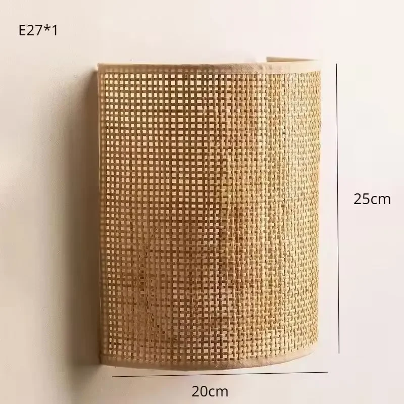 מנורות קיר רטרו וינטאג' מעץ קנבס E27 מסורתיות עם חבל קנבס לחדר השינה, לסלון, למדרגות ולקישוט הפנים