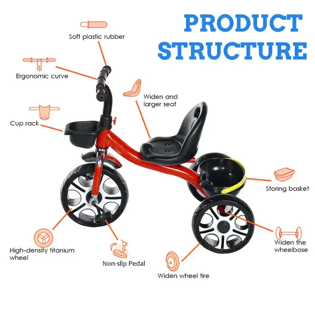 Kids Tricycle 3 Wheel Pedal Bike with Storage Bin for Aged 1-6 Years Old Baby Bicycle Fit Indoor & Outdoor 3