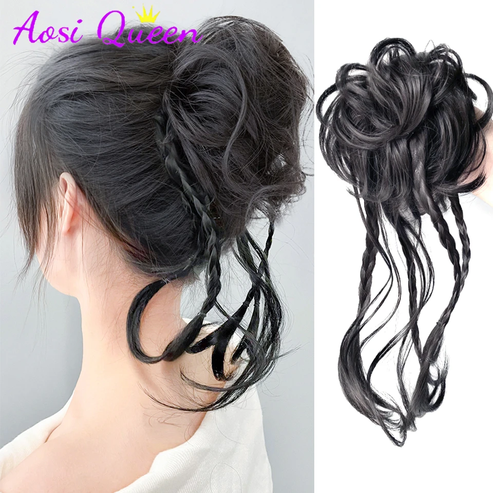 

AOSI Synthetic Curly Donut Chignon With Elastic Band Scrunchies Messy Hair Bun Updo Hairpieces Extensions For Women