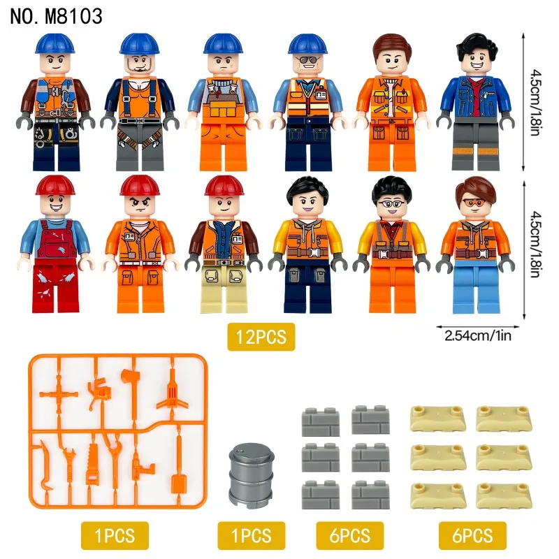 Construction Team 8103 Children Assemble and Decorate Small Gifts Small Particles Toys City Dolls Construction Workers - 2