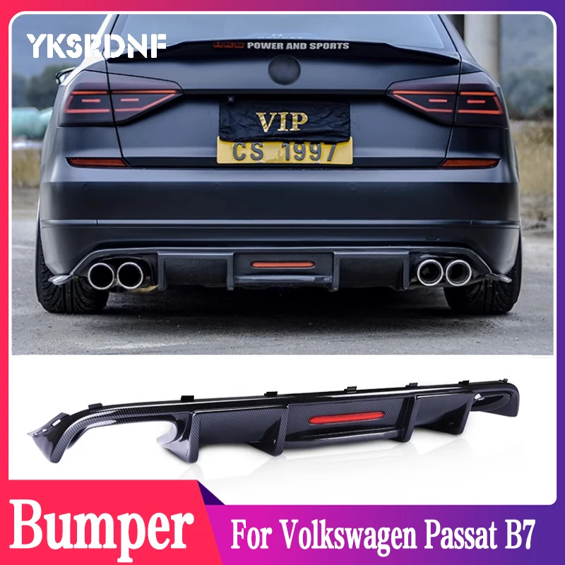 

For Volkswagen Passat B7 2017-2018 ABS Black Rear Bumper Lip Trunk Spoiler Rear Diffuser Protector Car Styling