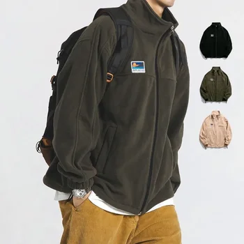 Giacca in lana di agnello stile giapponese Felpa in pile da uomo Autunno/Inverno Coppia Colletto alla coreana Floccaggio Capispalla per studenti Casual Jack 1