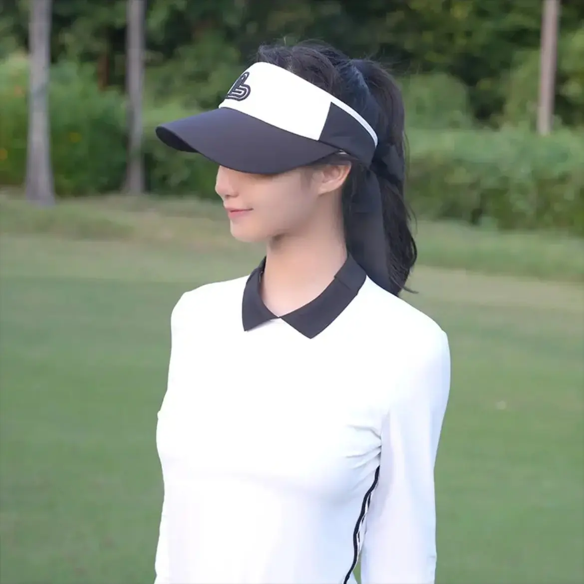 Love golf women cap outdoor sports baseball caps ladies contrasting high-end empty top hat with bownot ribbon tennis golf wear