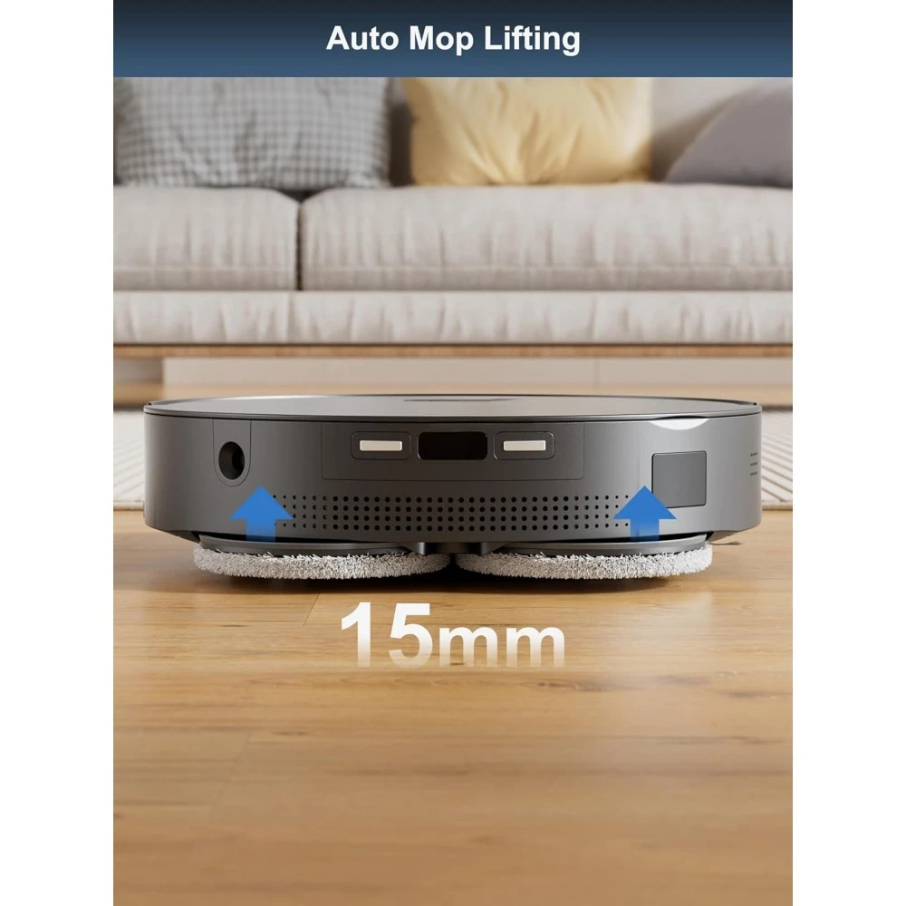 Commercial Wash Robots, Robot Vacuum Mop Combo, 6000 Pa Suction, Hidden LiDAR Navigation & Auto Lift Dual Mops, Wash Robots