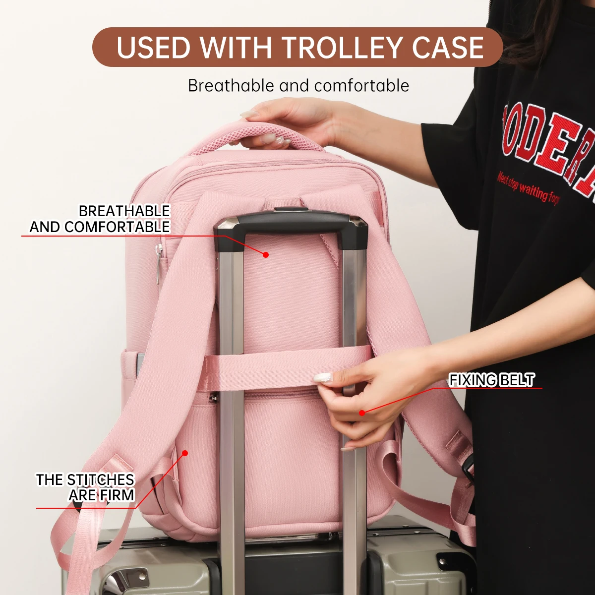 Business Backpack Ladies 2025 New Simple Canvas Travel Backpack Large-Capacity Computer Bag College Student School Bag