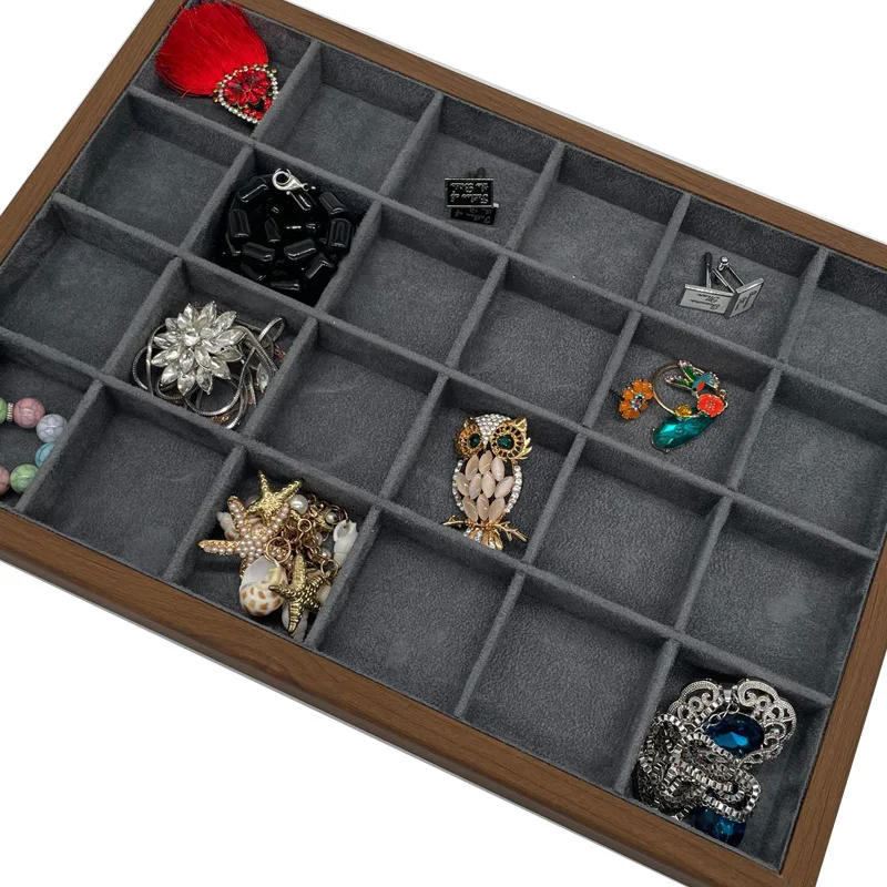 12 Grids Wood Jewelry Organizer Tray Stackable Jewelry Drawer Tray Bracelet Watch Showcase Display Storage