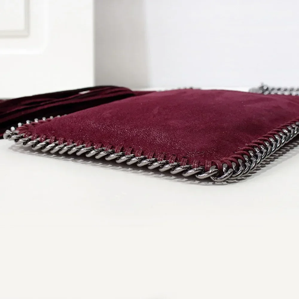 Vegan PU Leather Crossbody Sling Bag Women Luxury Designer Fashion Chain Tassel Shoulder Bag Female Casual Vintage Messenger Bag