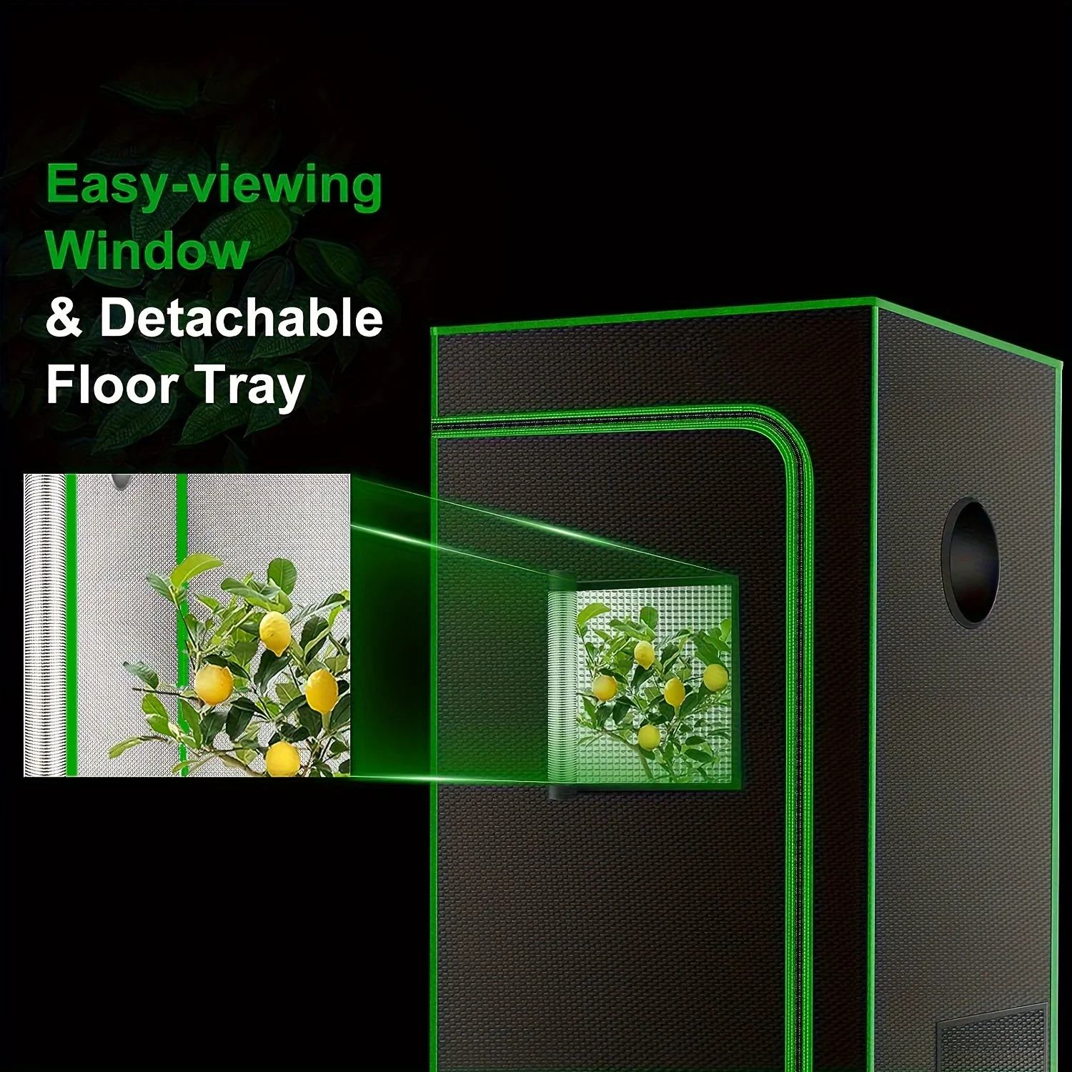 Premium Grow Tent, 16"x16"x48" High Reflective Mylar with Multi-Chamber and Floor Tray for Hydroponic Houseplants