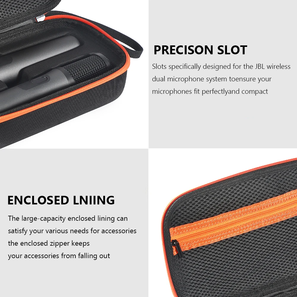Mic Travel Bag Shockproof Hard Travel Case Anti-Scratch Organizer Storage Box for JBL Wireless 2 Microphone System AA Batteries