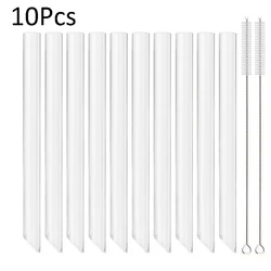 High Borosilicate Glass Reusable Drinking Straws Set - Eco-Friendly Bar Accessories for Bubble Tea and Smoothies (10Pcs 14mm Straight)