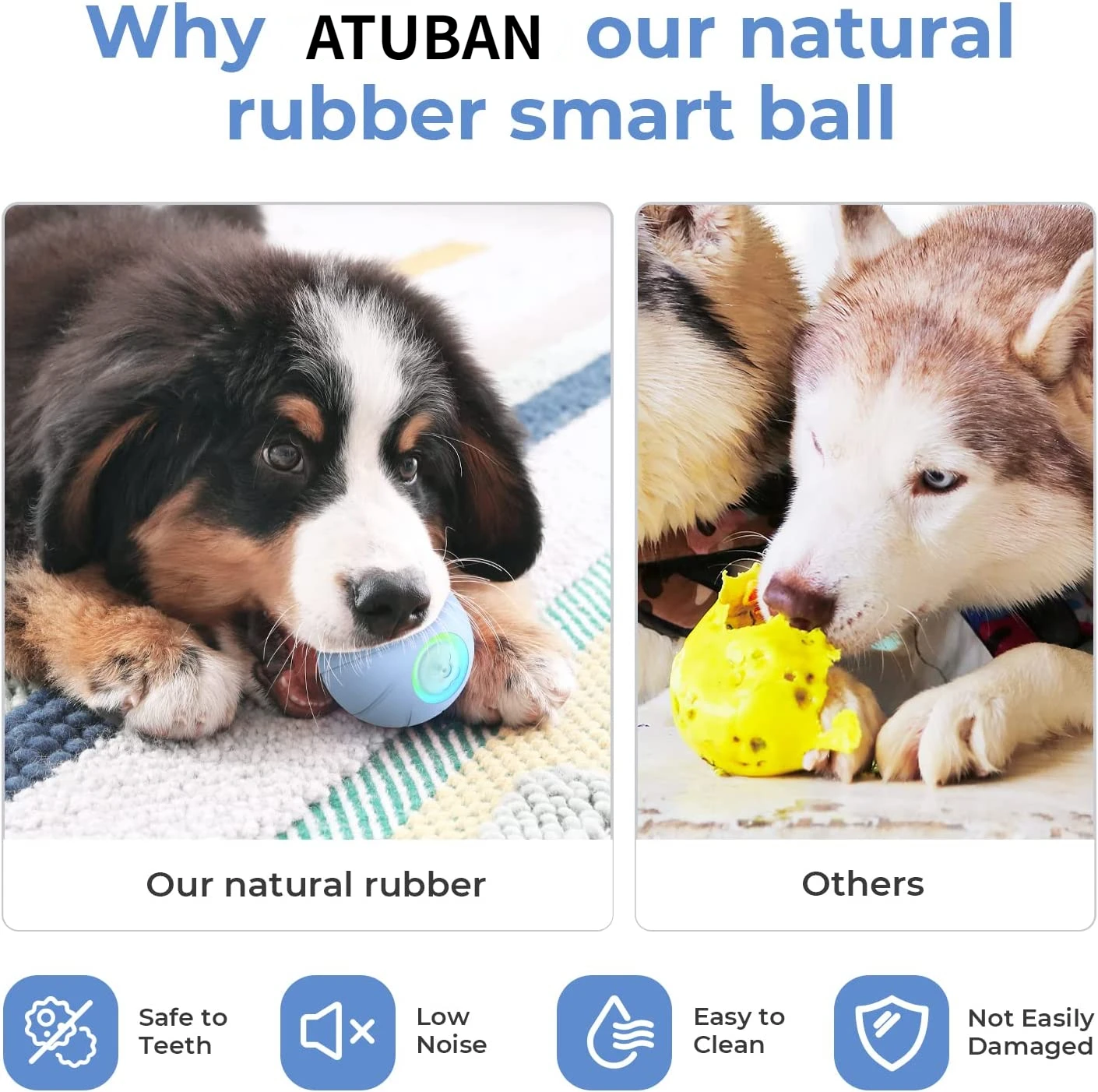 ATUBAN Dog Squeaky Treat Ball Toy-Dog Slow Feeder,Interactive Dog