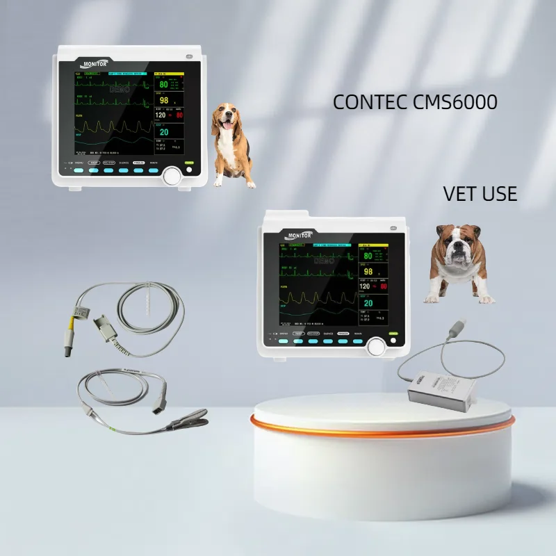 CONTEC Portable Patient Monitor Human/Veterinary 8" Vital Sign Monitor ECG NIBP RESP SPO2 PR TEMP (Printer&Etco2 Option)