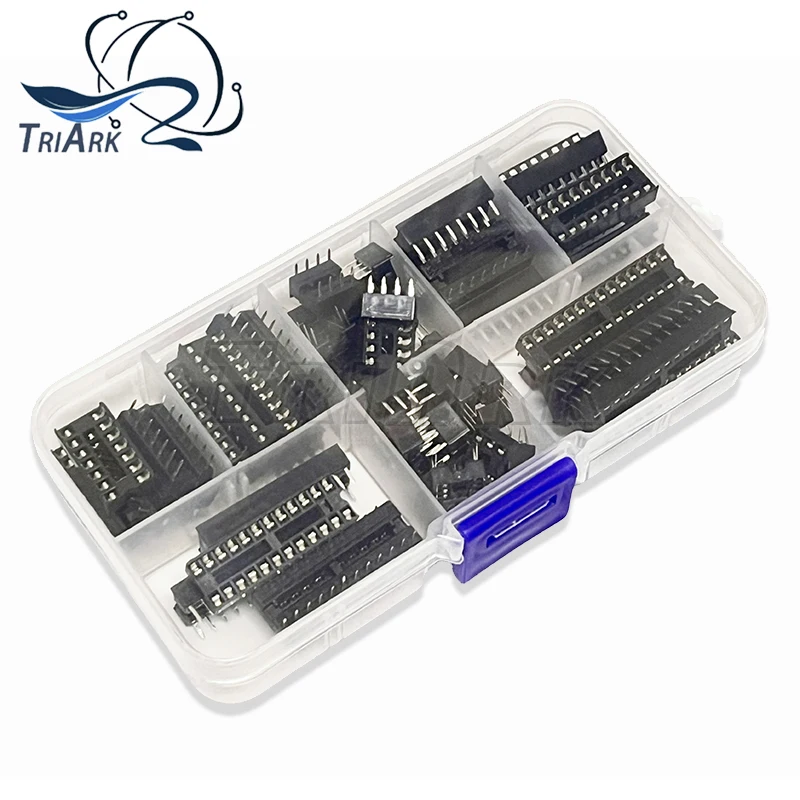 66PCS/lot with Box DIP IC Sockets Adaptor Solder Type Socket Kit 6 8 14 16 18 20 24 28 Pin DIP-6 DIP-8 DIP-14 IC Connector 3