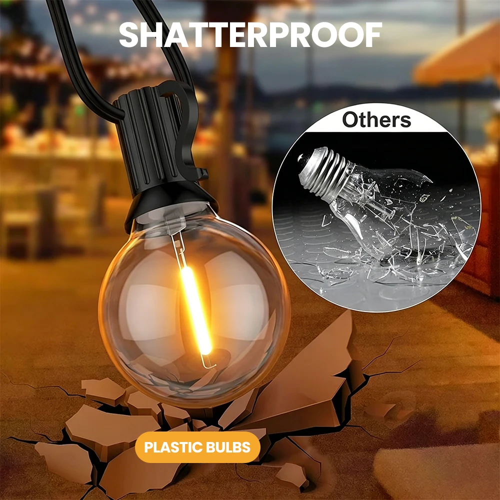 Outdoor String Lights 18M-35M G40 Bulbs IP44 Waterproof Dimmable Hanging Connectable Outdoor Lights 24V Low Voltage with Remote - 5