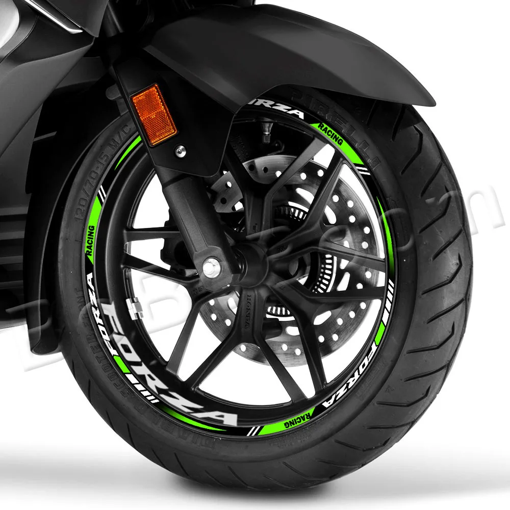 Autocollants De Jante Réfléchissants Pour Moto Honda Forza 125-750 - Set 4 Bandes (roue Avant 15" / Arrière 14") - PVC Durable, Résistant UV Et Eau - 3