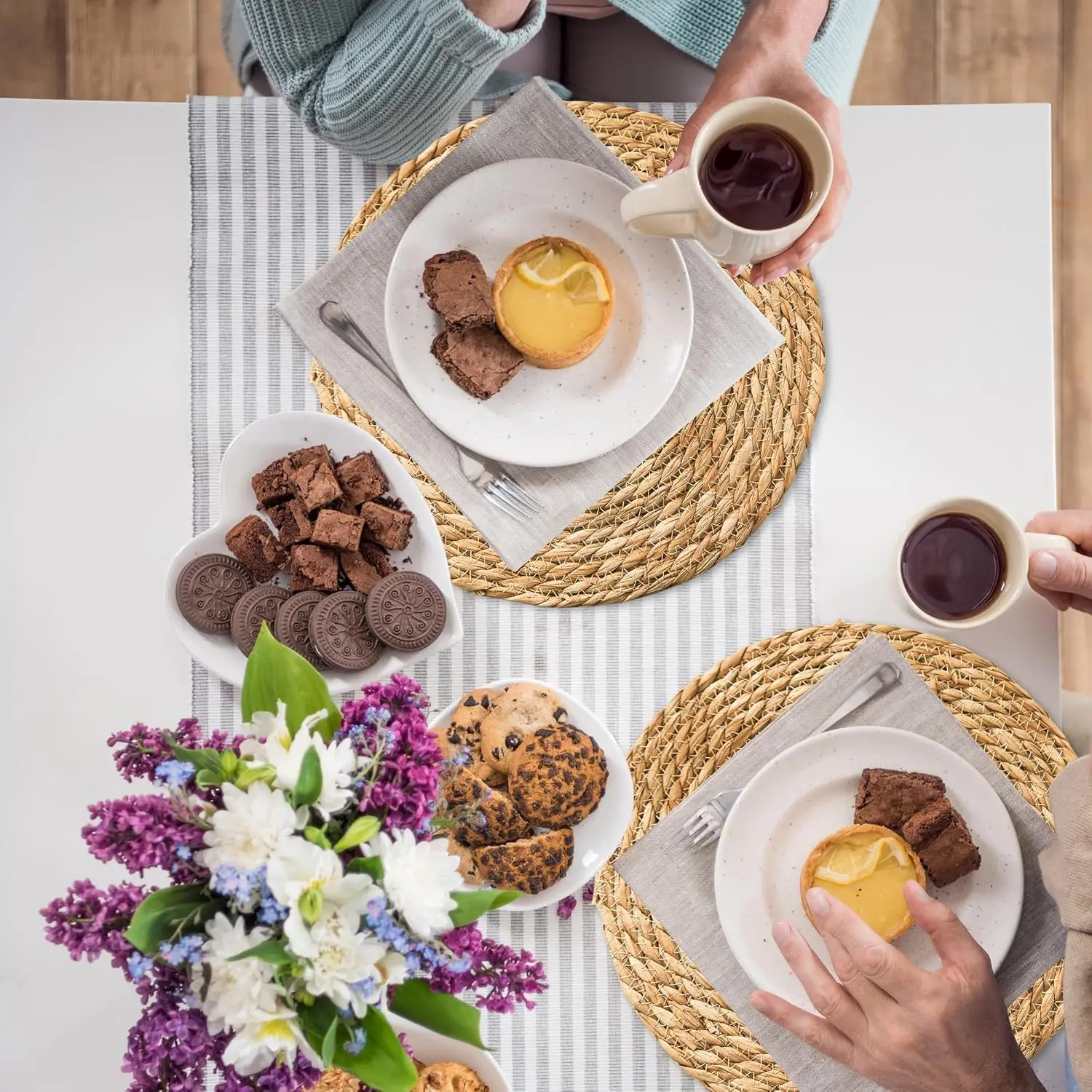 Hand Woven Tableware, 13 Inch Grass Mat, Dining Mat, Insulation Mat, Pot Mat Cup Mat Suitable for Restaurant and Home Decoration