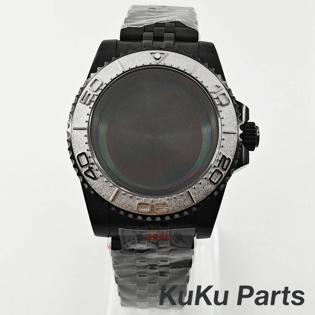 Black Purple GMT Bezel Watch Case with PVD Black Jubilee Bracelet and Sapphire Crystal