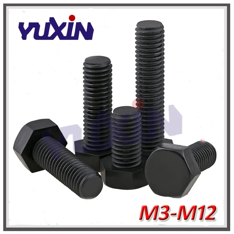 DIN933 Black Nylon External Hex Bolts Hexagonal Screws M3 M4 M5 M6