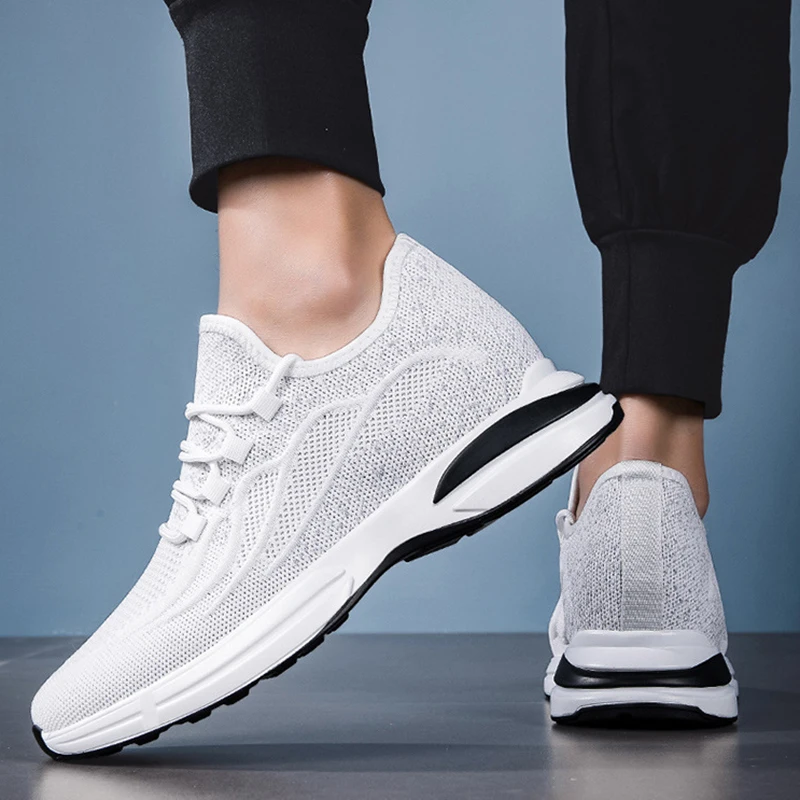 New Men's Casual Fashionable and Versatile Thick-soled Sneakers with Invisible Inner Heightening and Breathable Men's Shoes