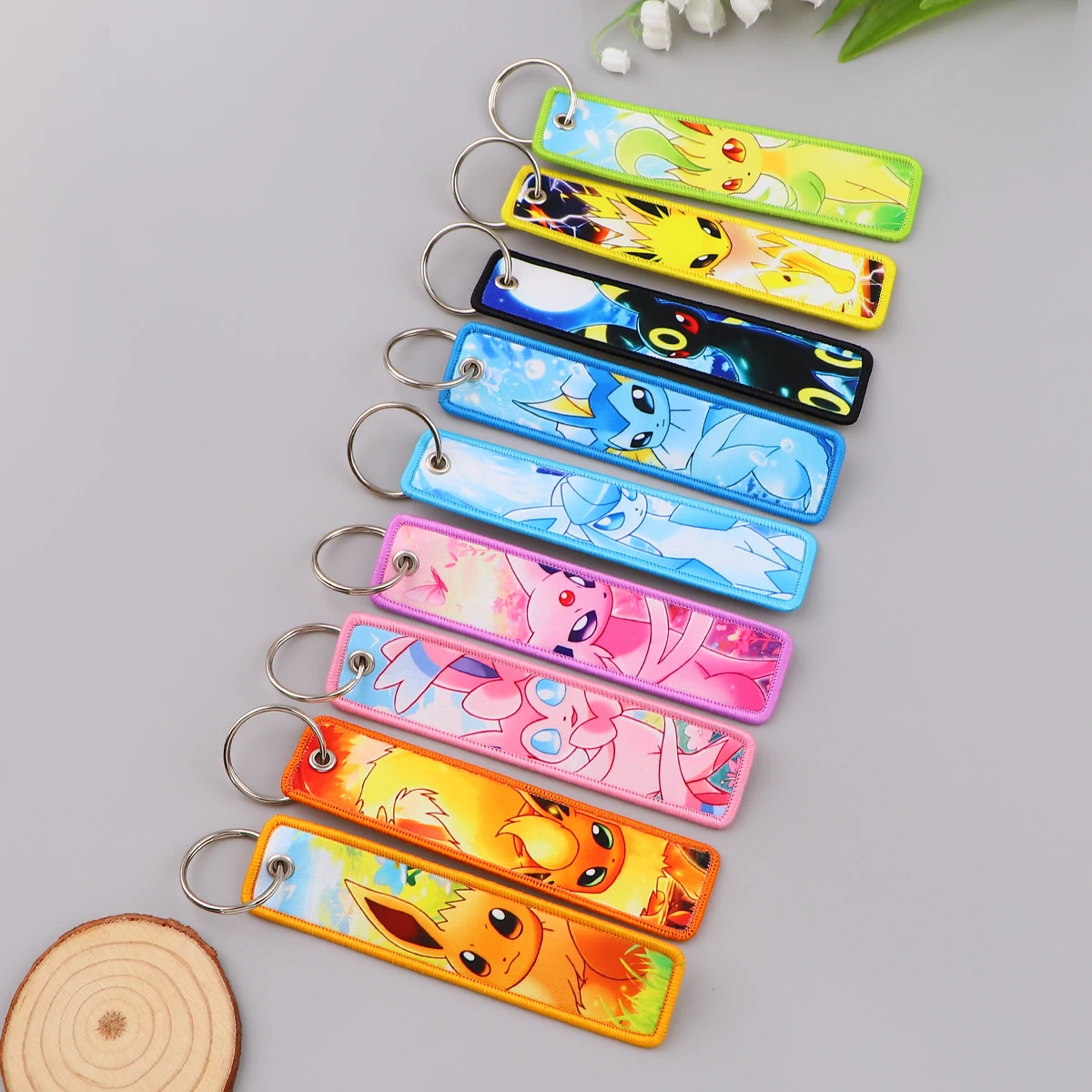 Kawaii Anime Character Embroidery Key Fobs Key Tag Motorcycles Cars Backpack Keychain For Friends Fashion Key Ring Gifts Cosplay