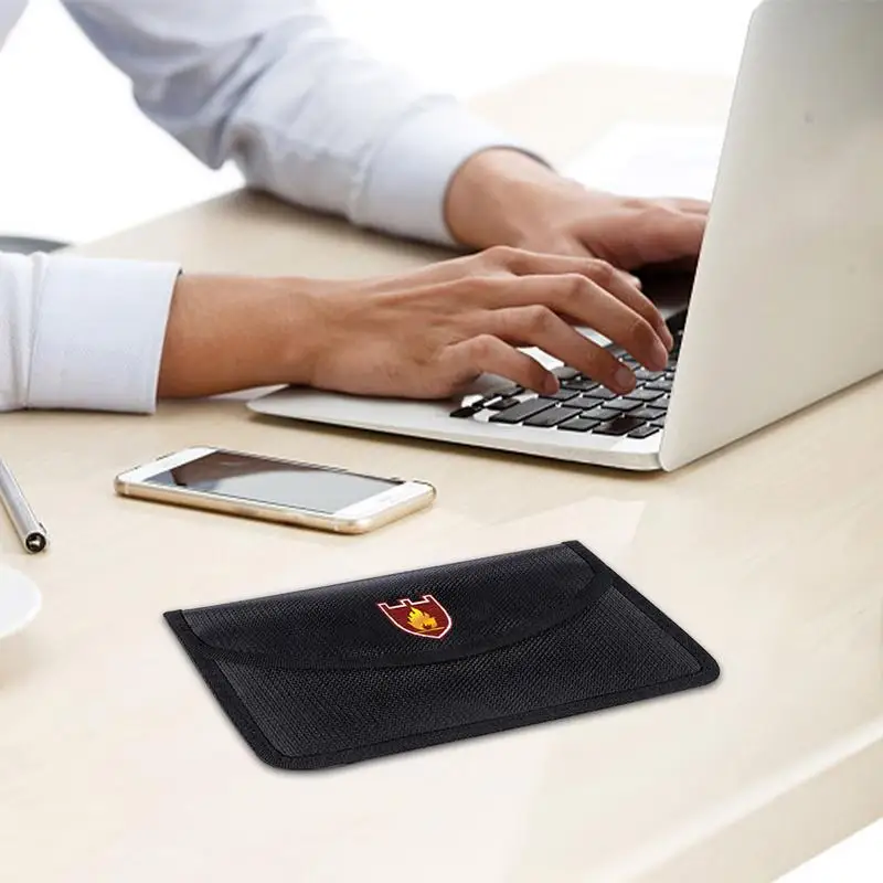 Fireproof Money Document File Bag Pouch Cash Bank Cards Passport Valuables Organizer Holder Safe Storage With Sticky Strap
