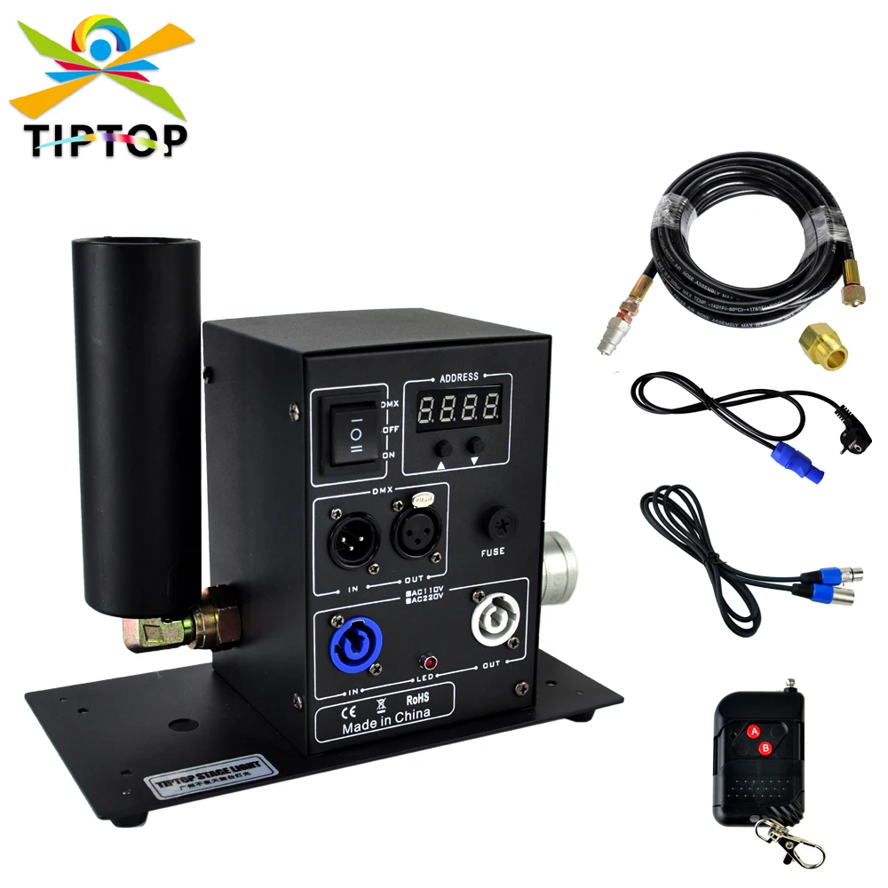 TIPTOP Stage Light Remote 200W Single Pipe Co2 Jet Machine Power DMX IN/OUT Lockable Aviation Power Plug LCD Screen Display