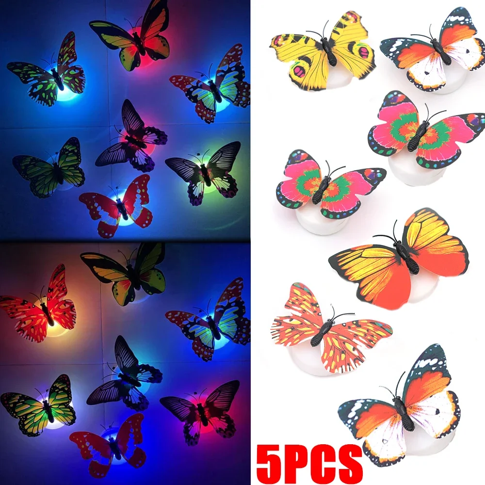 Mini LED Night Light Butterfly Wall Sticker Light 3D Atmosphere Neon Lights Bedside Lamp for for Home Party Decoration Supplies