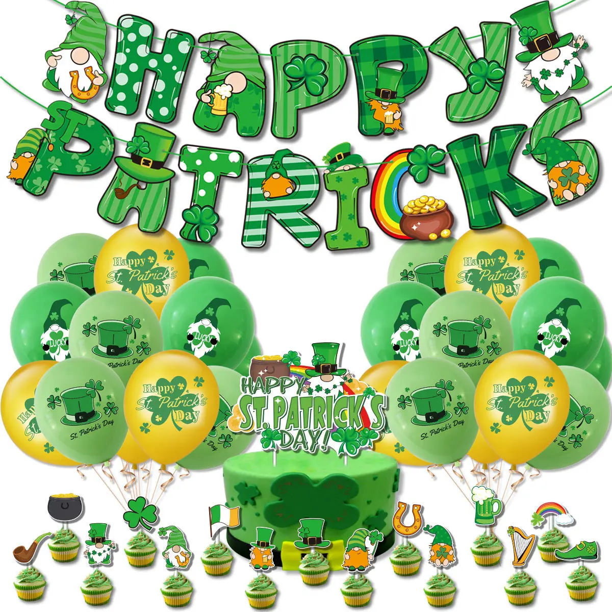 

Happy St. Patrick’S Day Banner Gold Glitter And St Patricks Day Garland Saint Patricks Day Shamrock Clover Garland Decorations