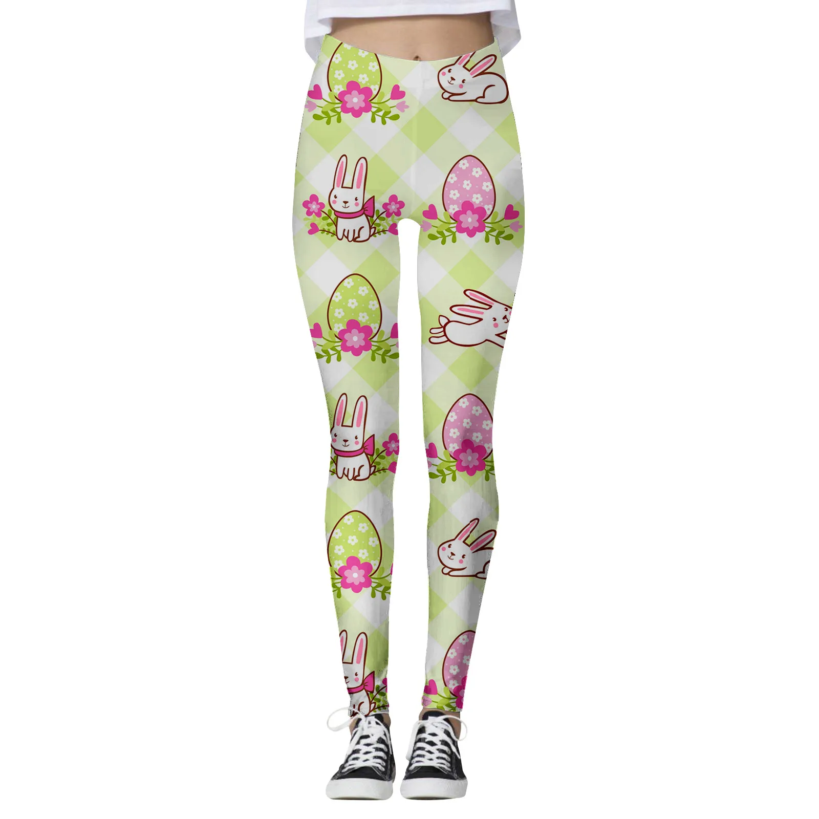 

Леггинсы женские с пасхальным принтом, повседневные мешковатые штаны для фитнеса, тренировок, карманов, средней посадки, однотонные