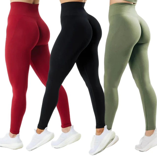 3 Pack Leggings For Women Amplify Seamless Scrunch Leggings